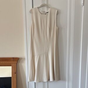 Theory Sleeveless Cream A-Line Drop Waist Women's Dress